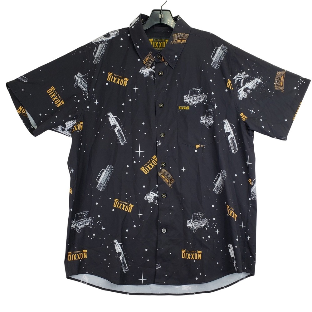 Dixxon D-LITE Button Up Shirt Mens XL Black Galaxy Lowrider Car Streetwear